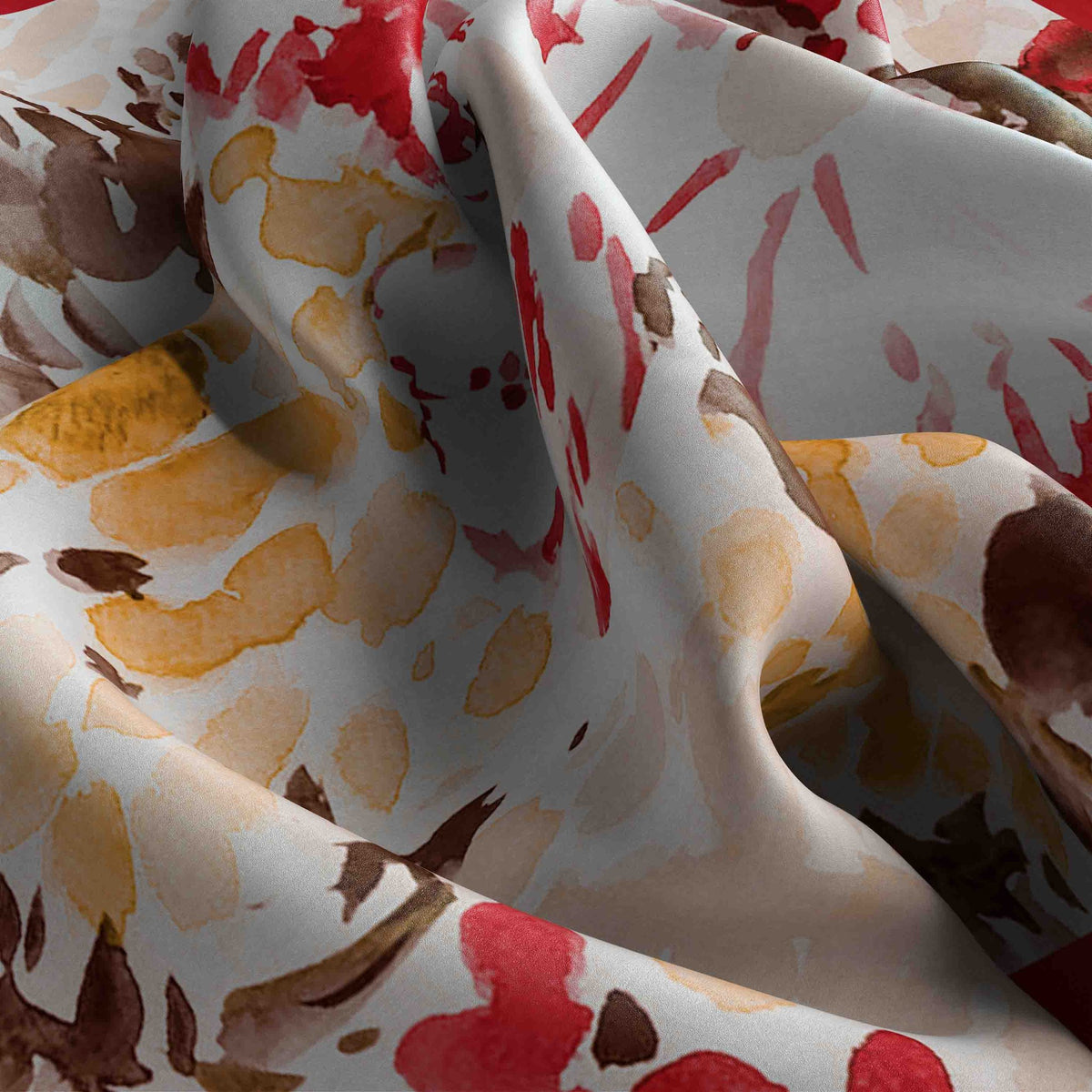 Autumn Watercolour Bloom Silk Bandana Scarf – 50 × 50 cm