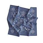 Denim Paisley Silk Bandana Scarf – 50 × 50 cm