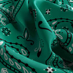 Emerald Paisley Silk Bandana Scarf – 50 × 50 cm