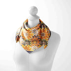 Marigold Medallion Slate Silk Square Scarf – 65 × 65 cm