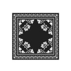 Noir Lotus Border Silk Bandana Scarf – 50 × 50 cm