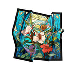 Lily Garden Stained Glass Silk Bandana Scarf – 50 × 50 cm