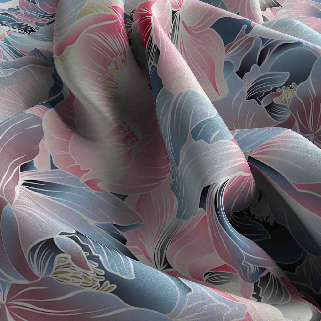 Pastel Petal Swirl Silk Bandana Scarf – 50 × 50 cm