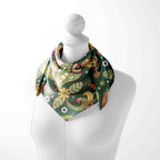 Sage Retro Paisley Silk Square Scarf – 65 × 65 cm