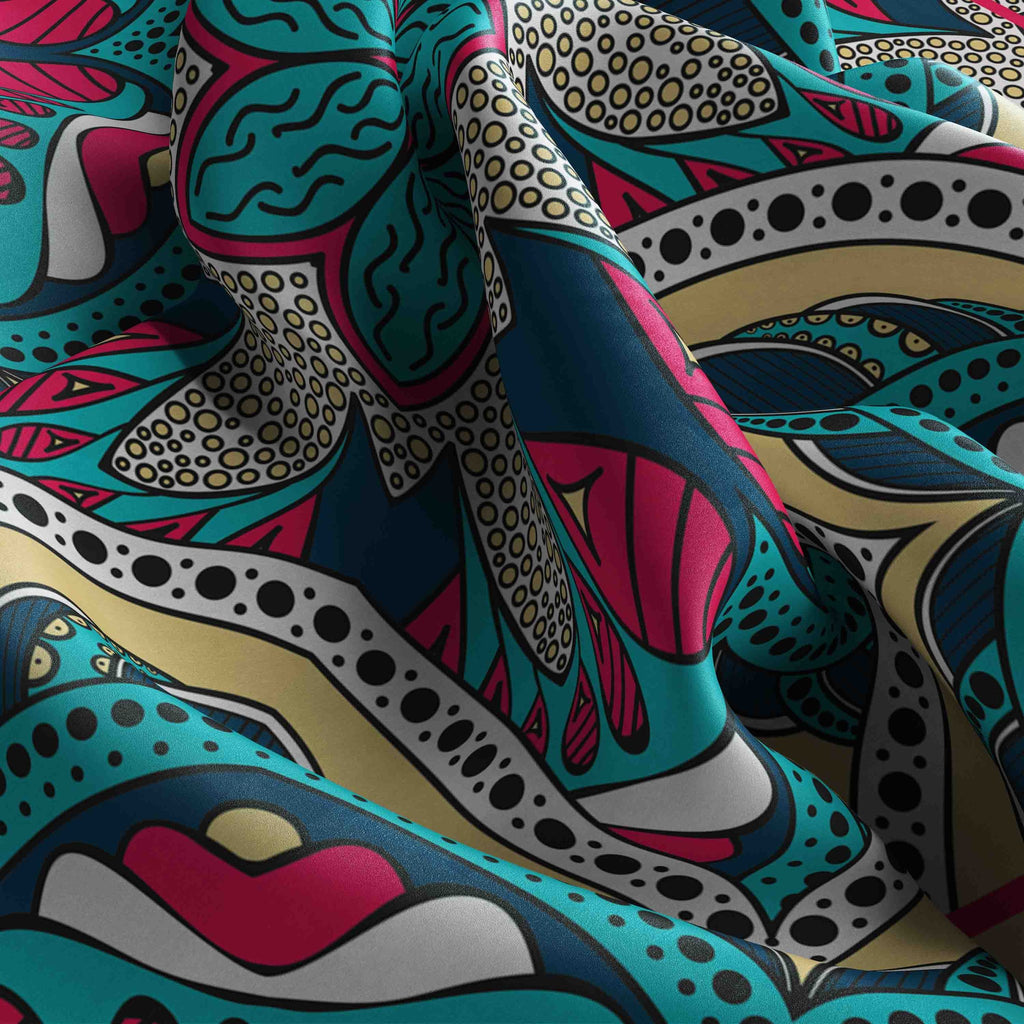 Fuchsia Mandala Burst Silk Bandana Scarf – 50 × 50 cm