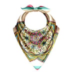 Folk Mandala Blush Silk Bandana Scarf – 50 × 50 cm