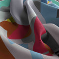 Abstract Colour Block Silk Bandana Scarf – 50 × 50 cm
