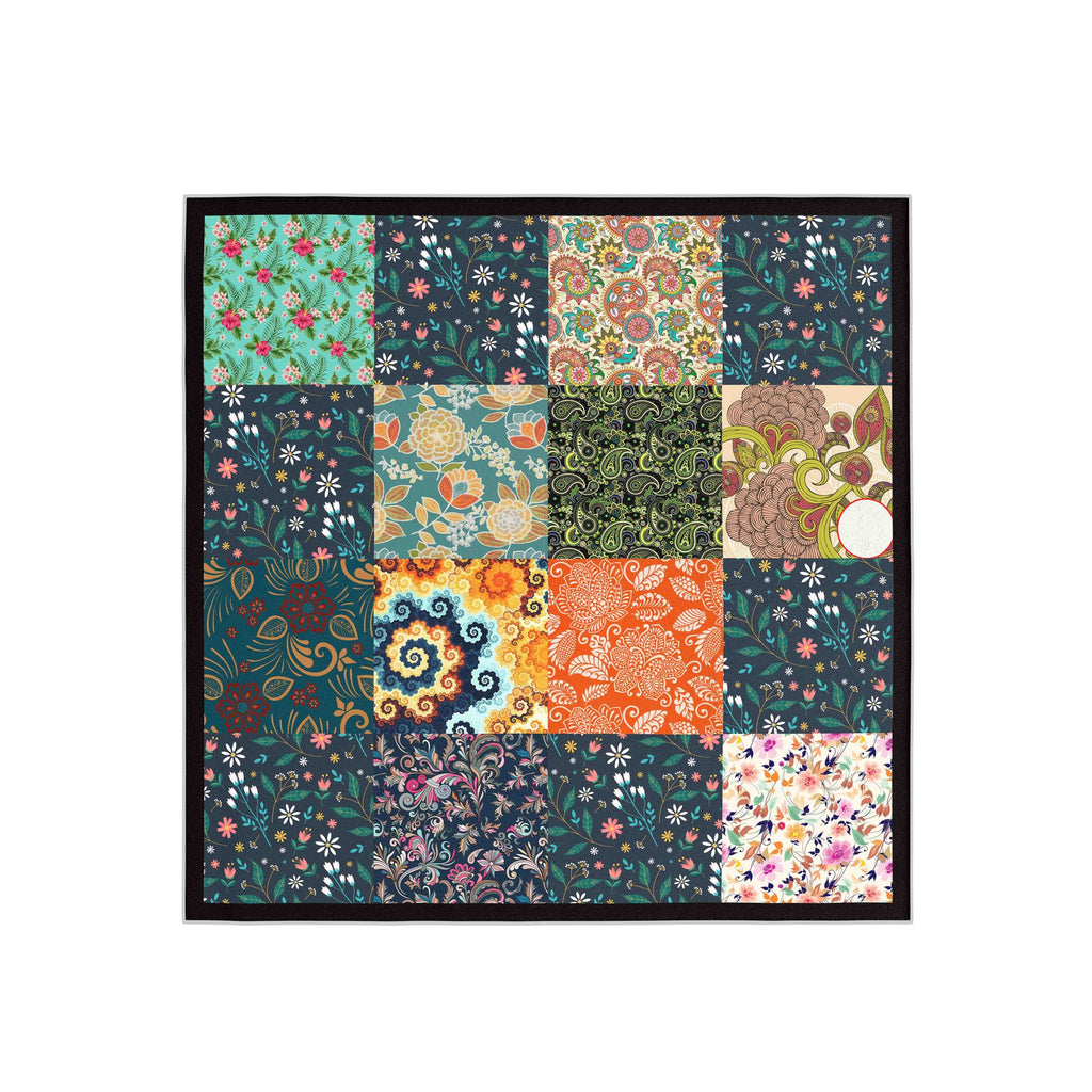 Patchwork Garden Silk Bandana Scarf – 50 × 50 cm
