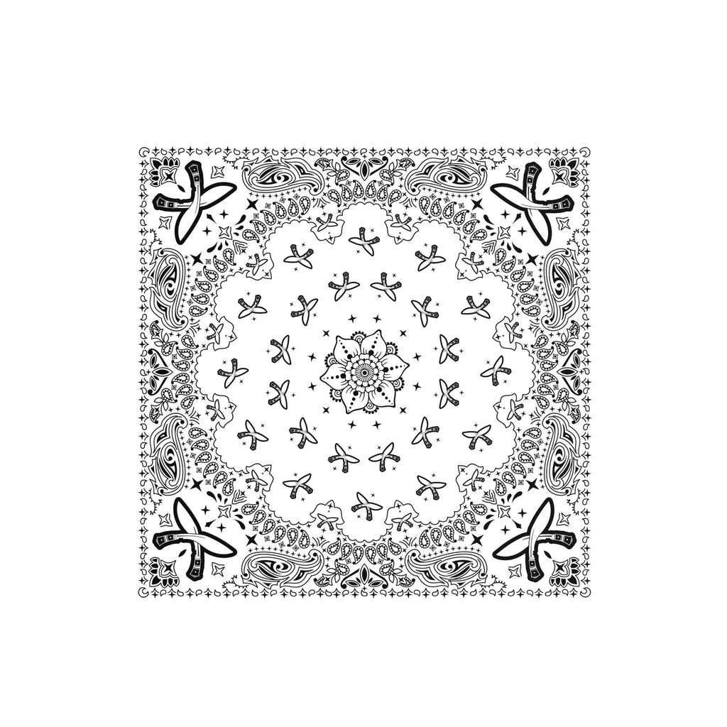 White Butterfly Paisley Silk Bandana Scarf – 50 × 50 cm
