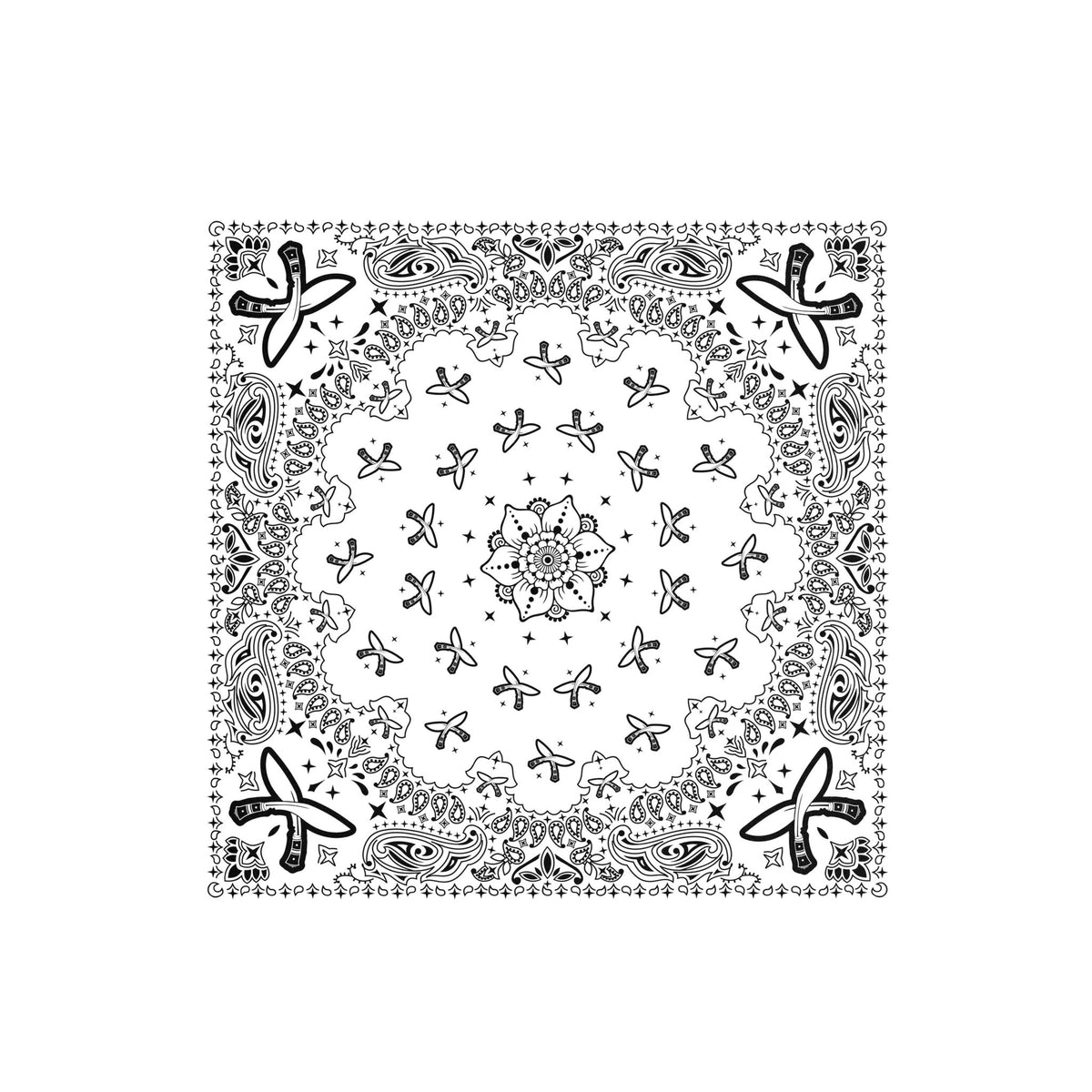 White Butterfly Paisley Silk Bandana Scarf – 50 × 50 cm