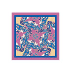 Orchid Blue Damask Silk Bandana Scarf – 50 × 50 cm
