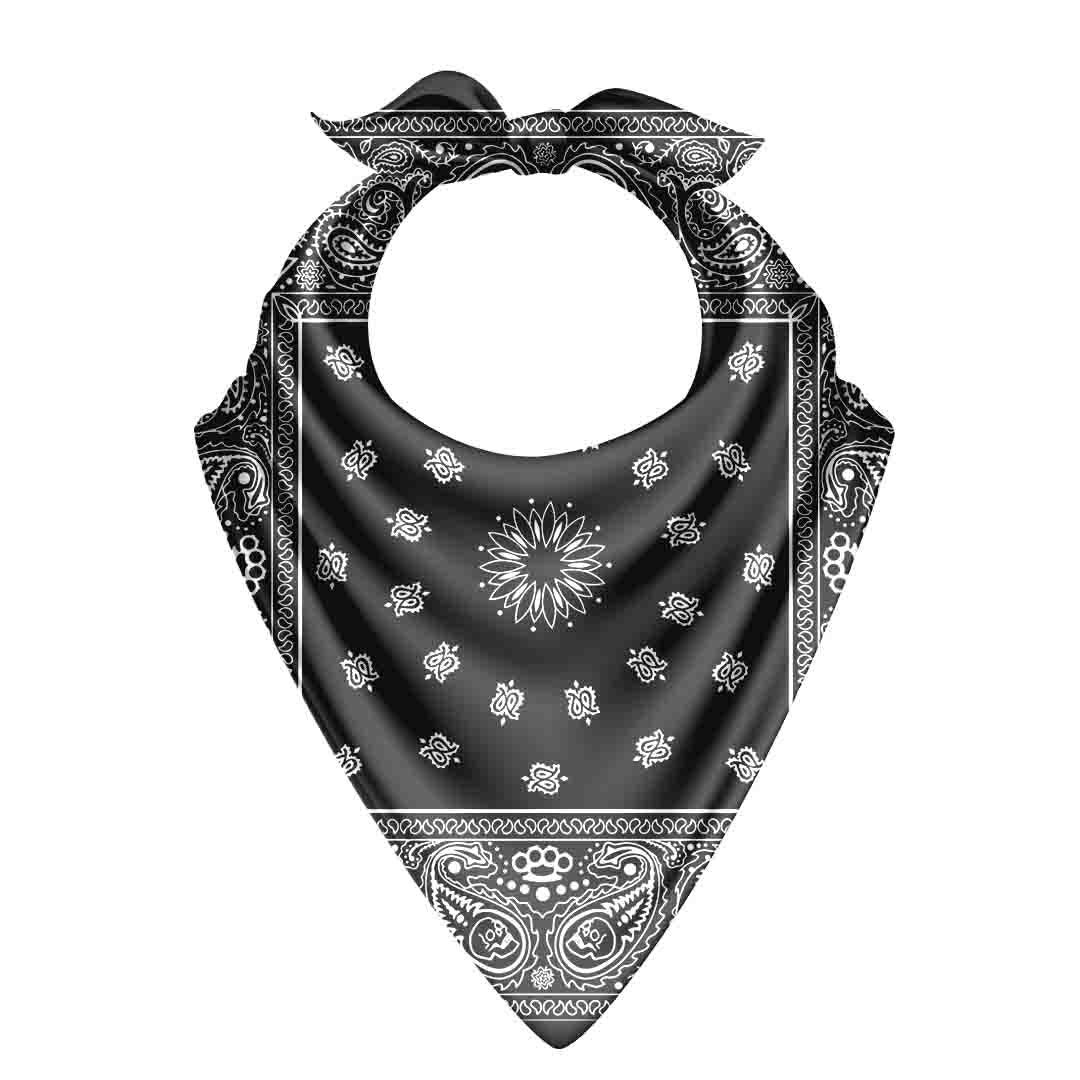 Classic Black Paisley Silk Bandana Scarf – 50 × 50 cm