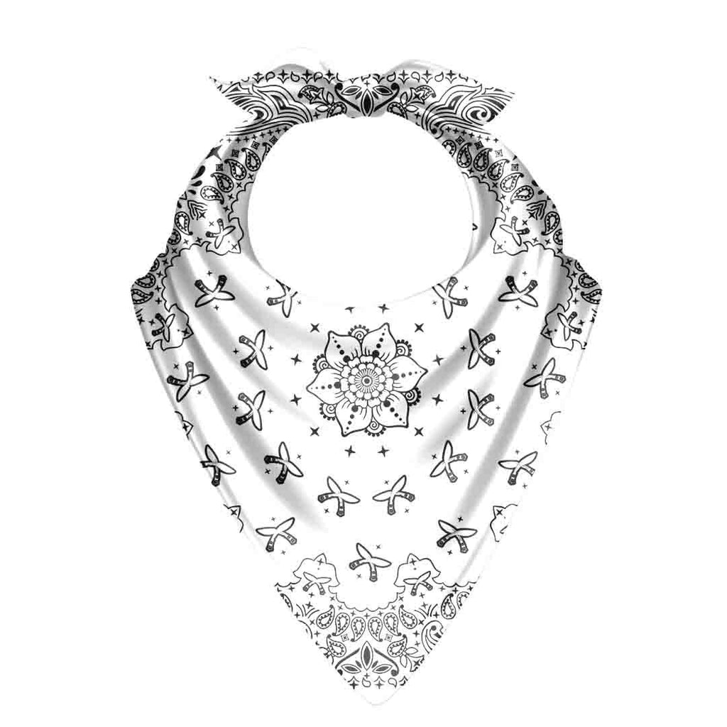 White Butterfly Paisley Silk Bandana Scarf – 50 × 50 cm
