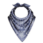 Denim Paisley Silk Bandana Scarf – 50 × 50 cm