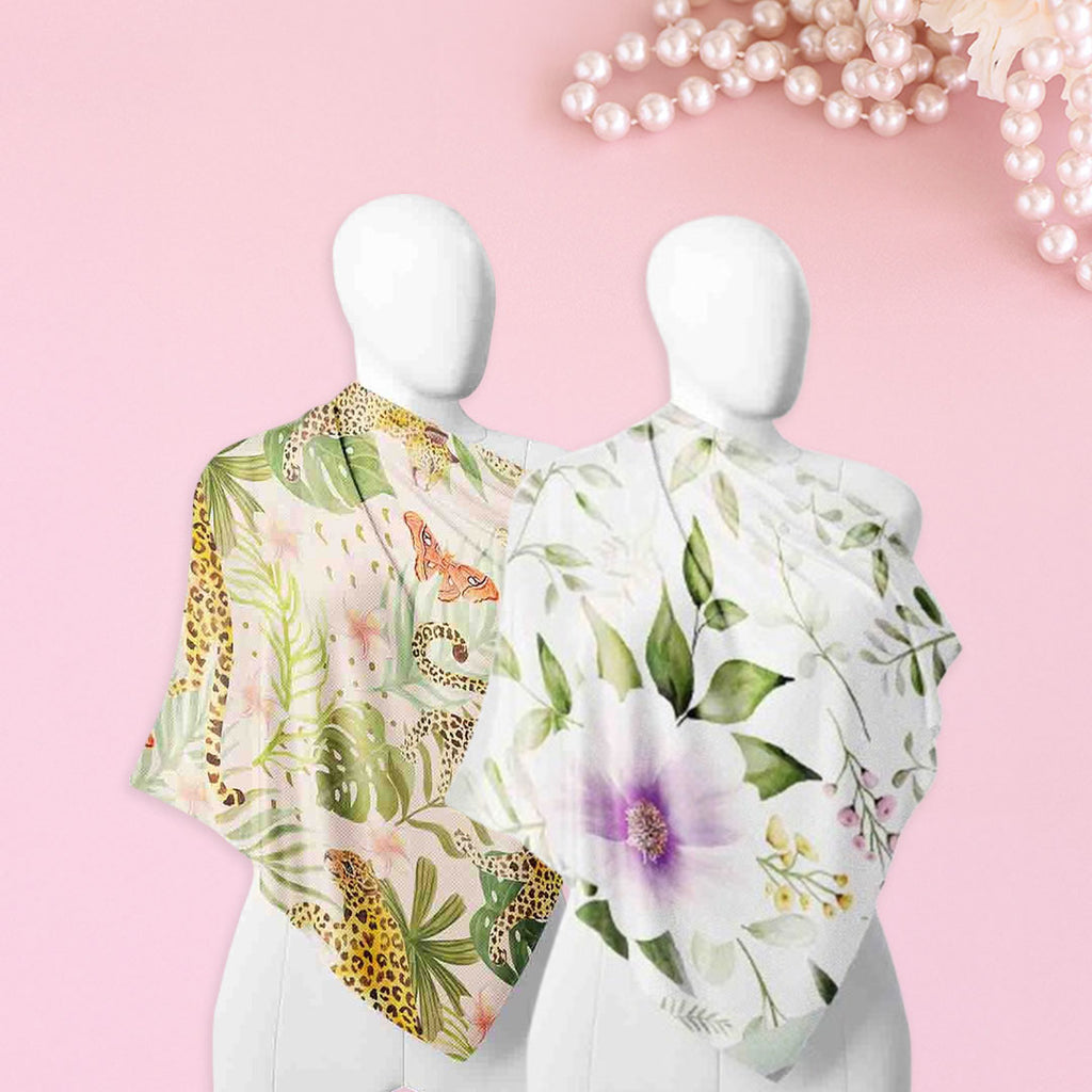 Jungle Leopard & Watercolor Bloom Silk Wrap – Cloth-Vastr pure silk