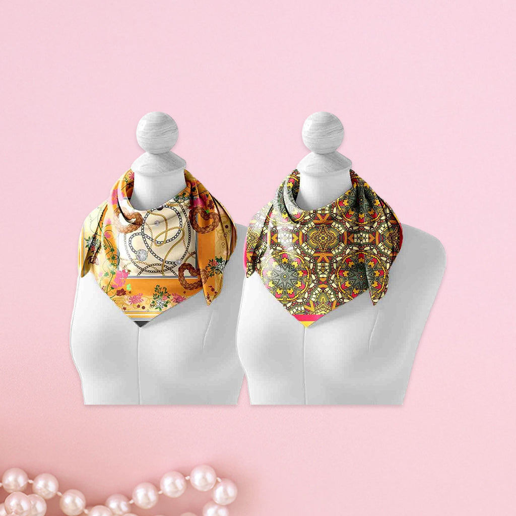 Golden Chain & Kaleidoscope Silk Neck Scarf – Cloth-Vastr pure silk