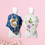 Royal Blue Golden Crane Silk Wrap – Cloth-Vastr pure silk
