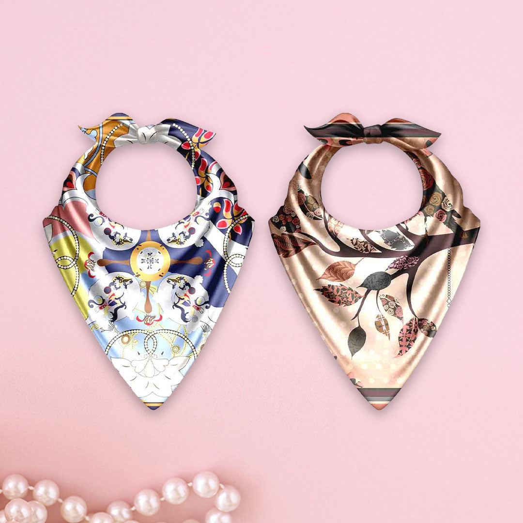 Heritage Jewel & Autumn Leaf Silk Bandana – Cloth-Vastr pure silk