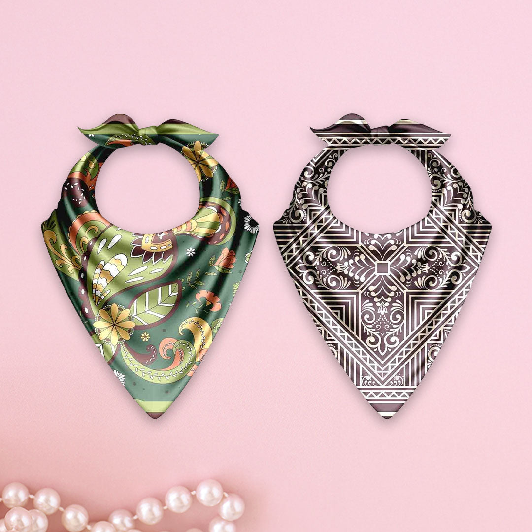 Emerald Paisley & Tribal Lace Silk Bandana – Cloth-Vastr pure silk