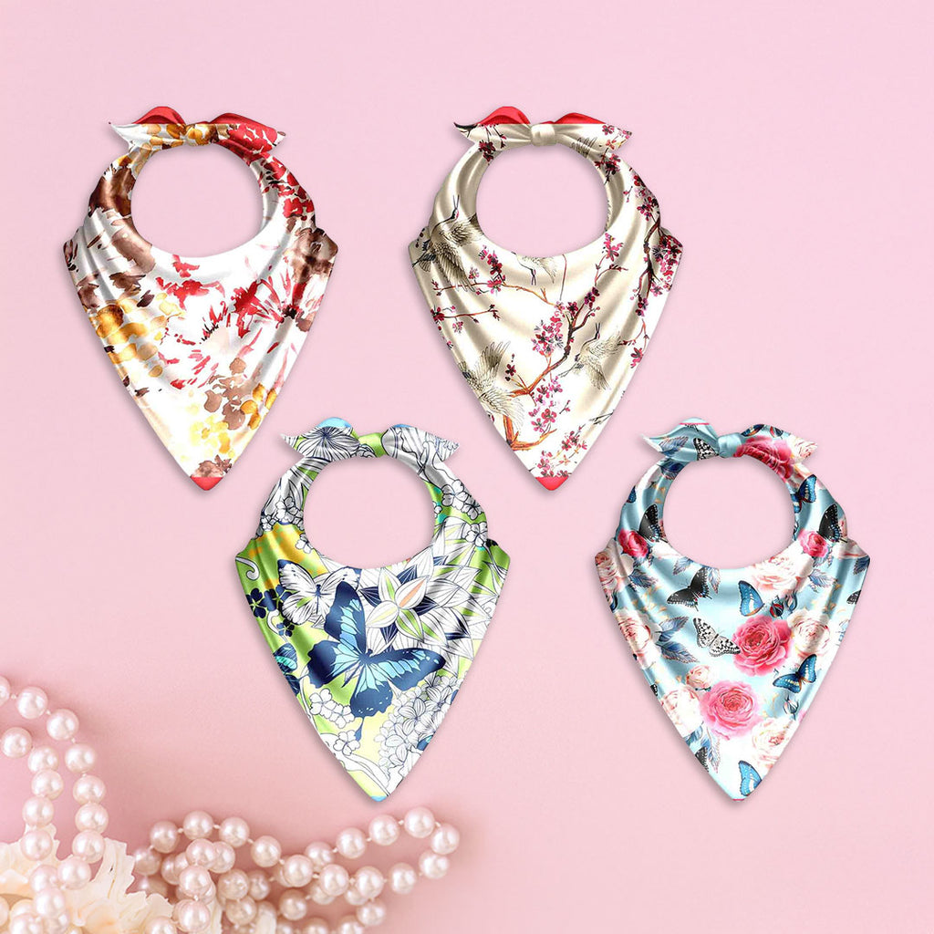 Cherry Blossom & Butterfly Silk Bandana – Cloth-Vastr pure silk