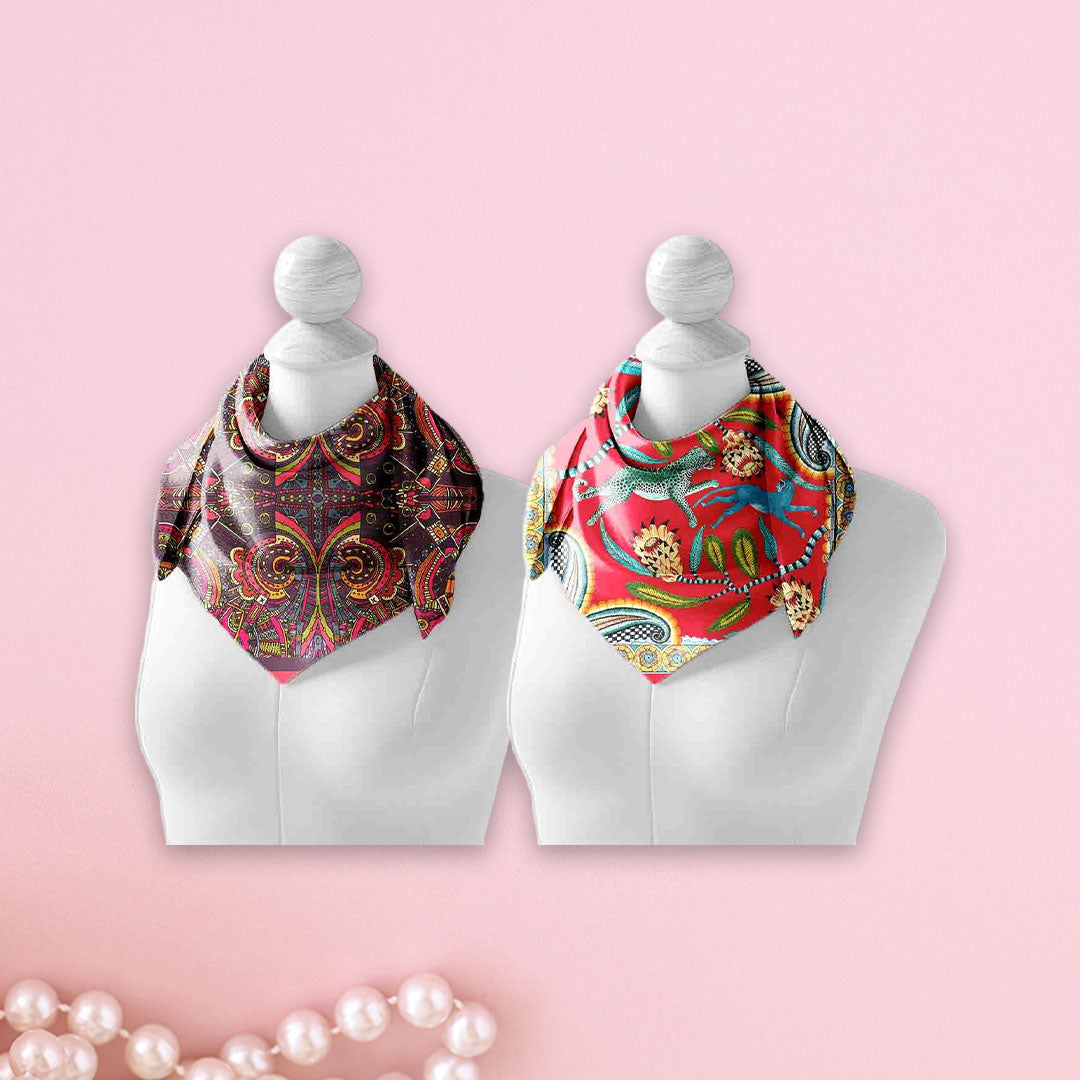 Wine Paisley & Coral Bird Silk Neck Scarf – Cloth-Vastr pure silk