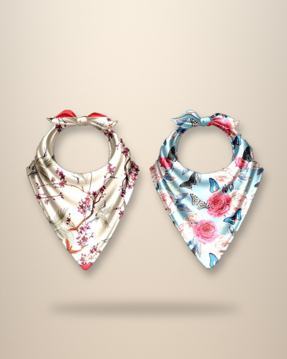 Cherry Blossom & Butterfly pure silk bandanas