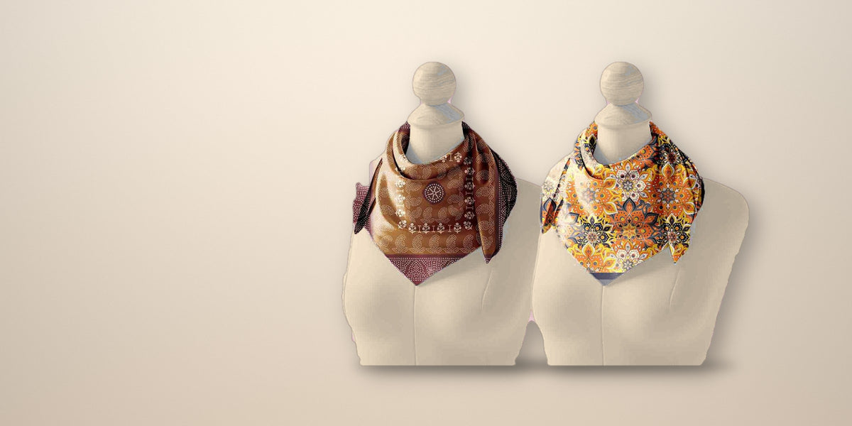 Copper Medallion & Marigold silk neck scarves